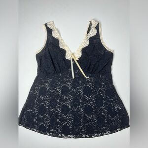 Delicates Lace Black Vintage Top Size M